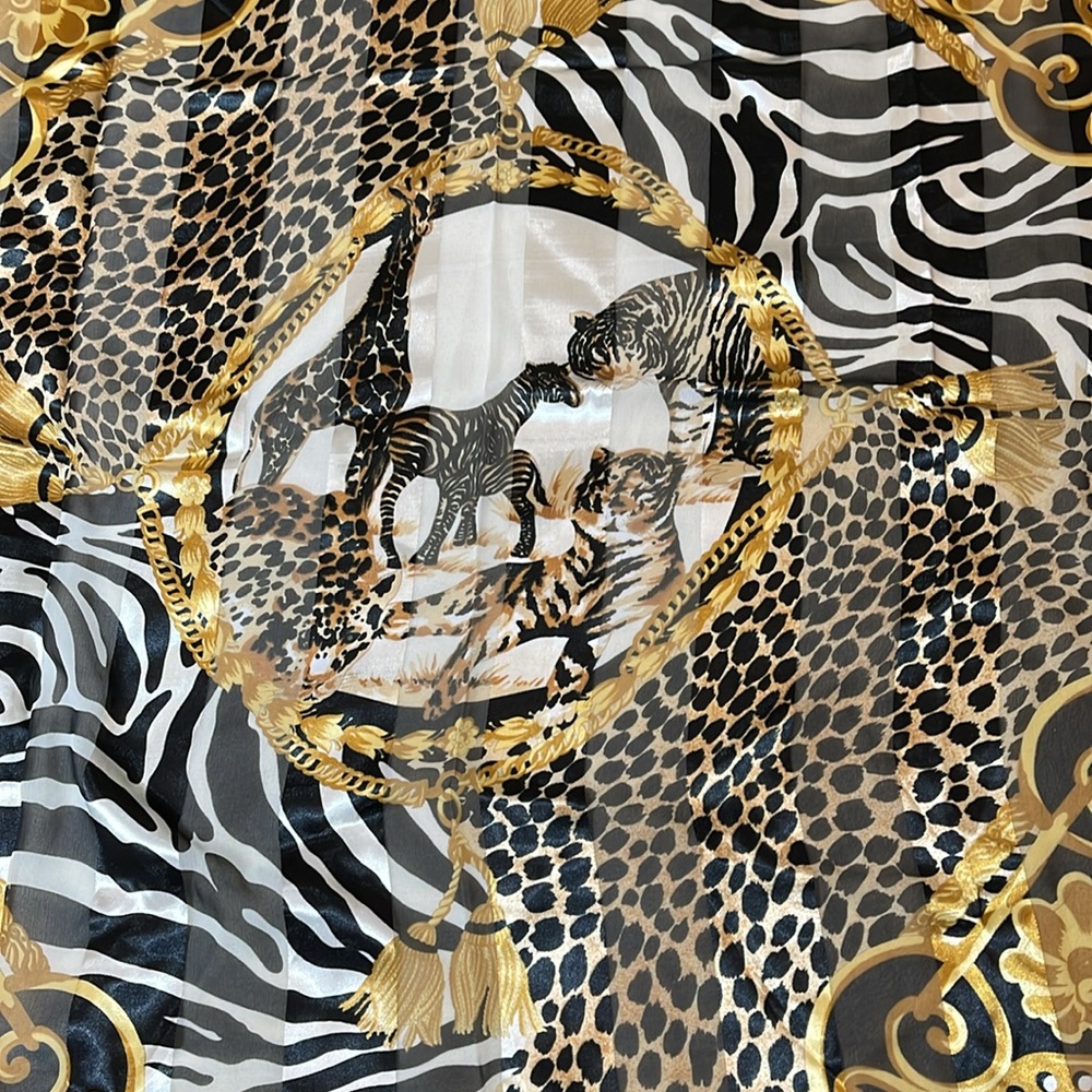 DESIGNER INSPIRED SCARF: Red, Gold, Black & White. - Picture 3 of 10